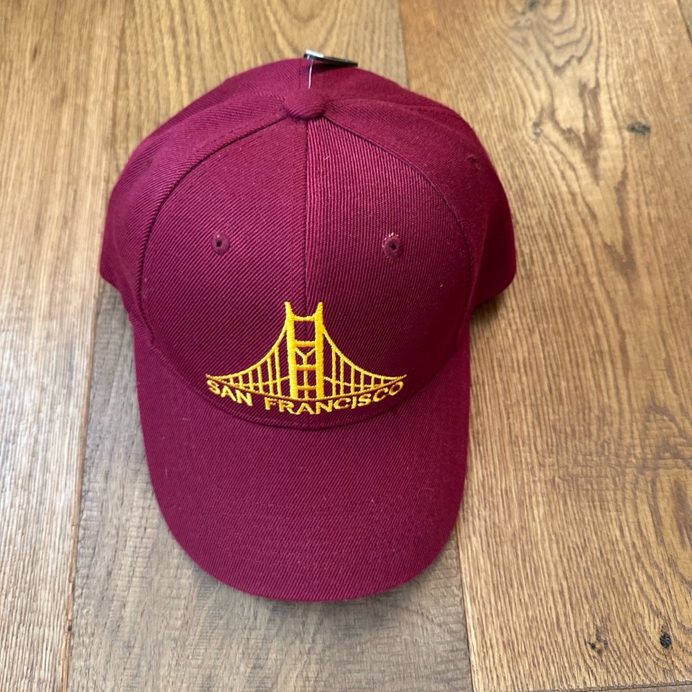 Maroon San Francisco Cap with Golden Embroidery